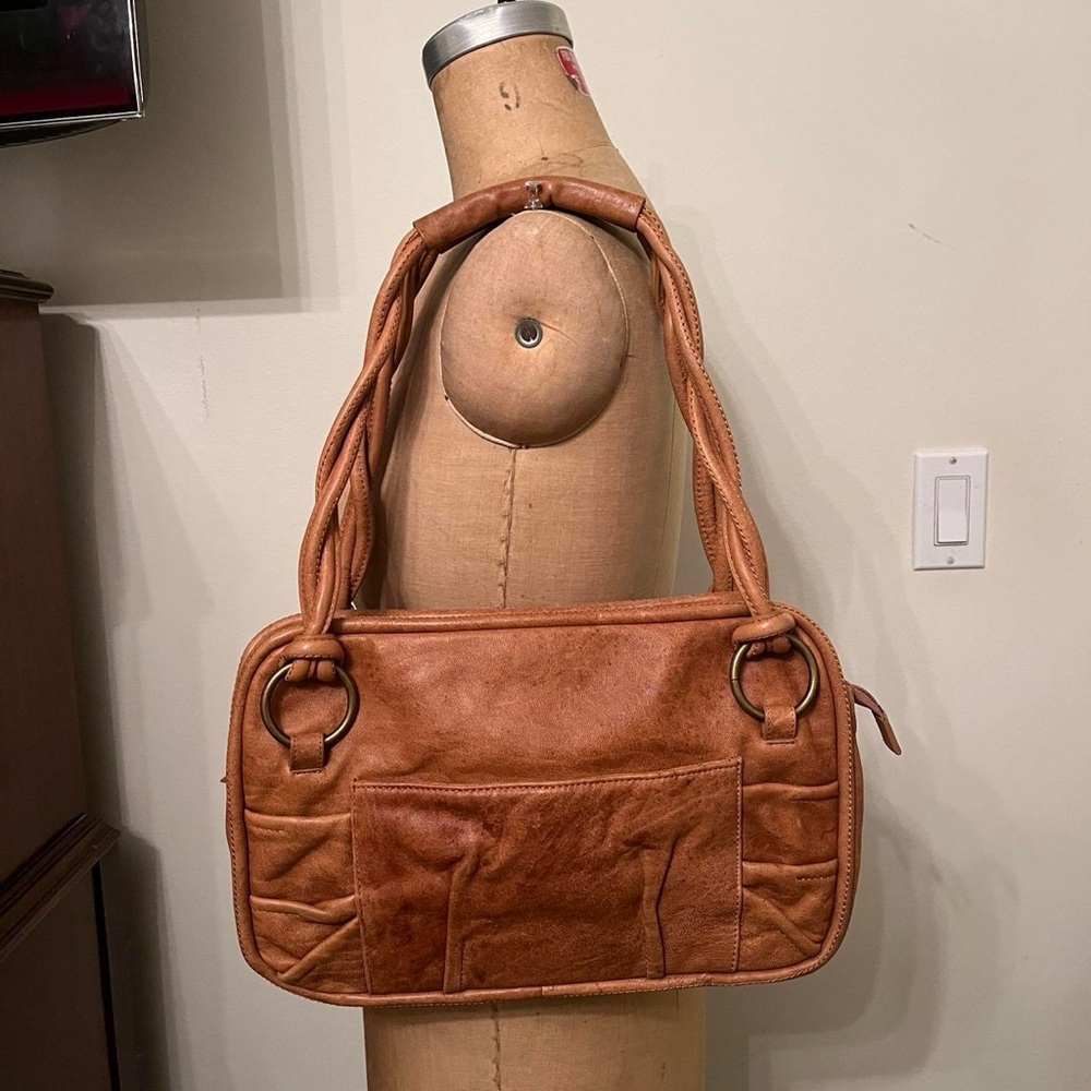 Y2K Vintage Donna Dixon Leather Shoulder Messenger Bag